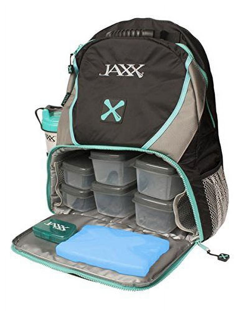 Jaxx FitPak Meal Prep Laptop Backpack Blue w/Portion Control Container Set  