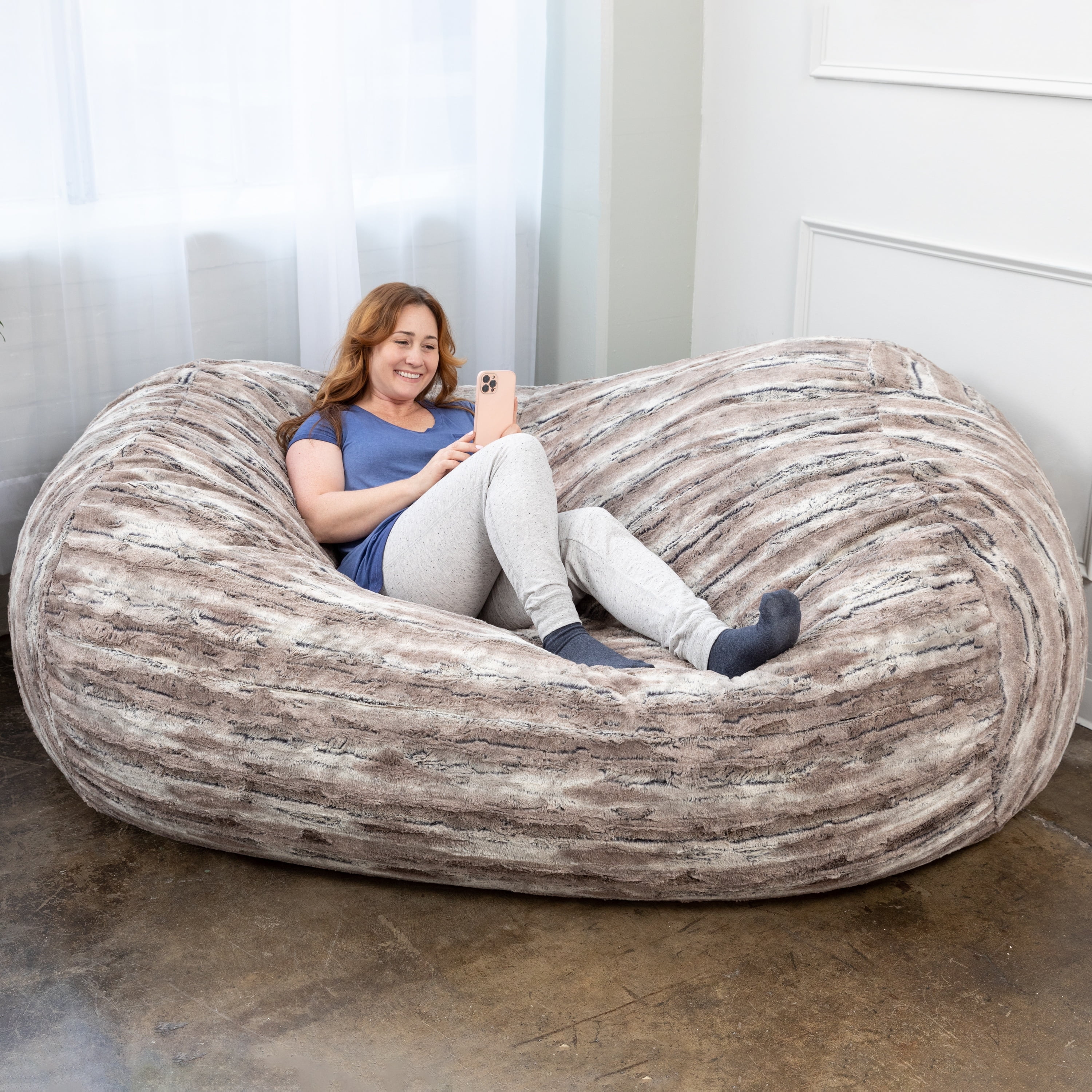 Jaxx Grand Lounger 7 Foot Bean Bag Sofa For Adults - Luxe Faux Fur