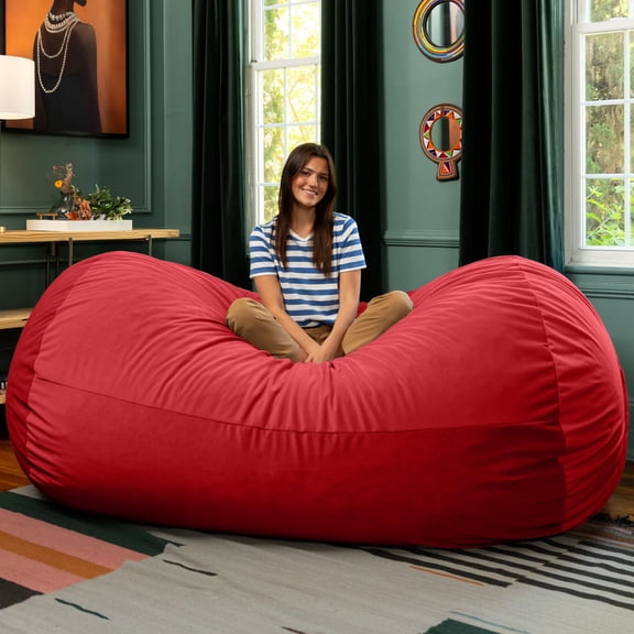 Jaxx Grand Lounger 7 Foot Bean Bag Sofa -Lush Velvet Merlot