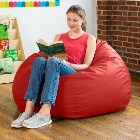 Jaxx Gumdrop Commercial Grade Bean Bag for Educational Environments, Large Size - Premium Vinyl - Red
