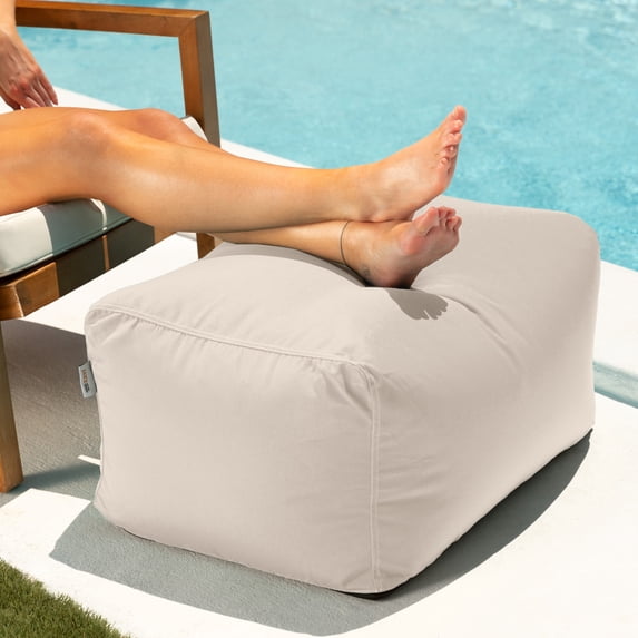 Jaxx Leon Outdoor Bean Bag Ottoman, White