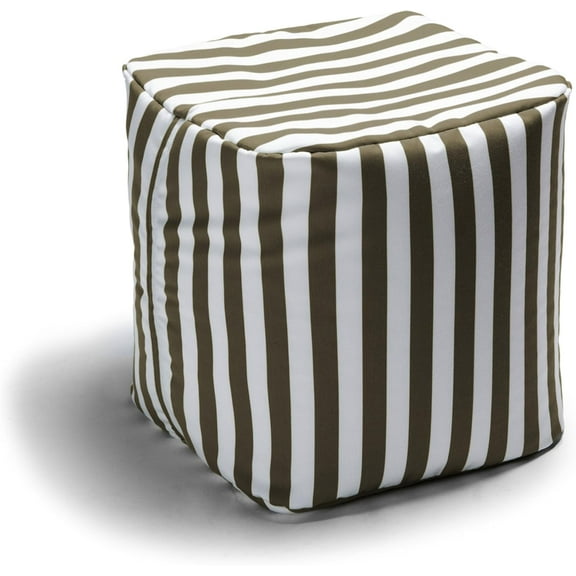 Jaxx Luckie Outdoor Patio Bean Bag Ottoman, Taupe Stripes