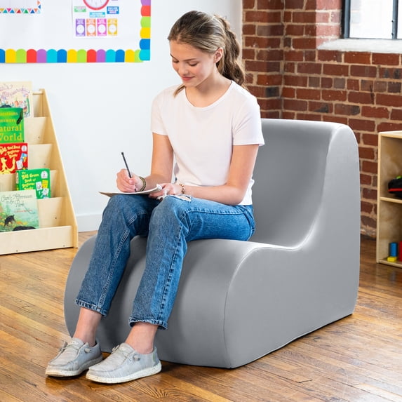 Jaxx Midtown Large Classroom Soft Foam Chair - Premium Vinyl Cover, Submarine Grey
