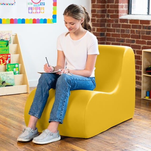 Jaxx Midtown Large Classroom Soft Foam Chair - Premium Vinyl Cover, Yellow