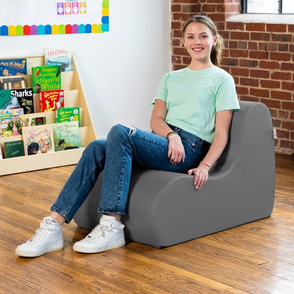 Jaxx Midtown Medium Classroom Soft Foam Chair - Premium Vinyl Cover - Charcoal