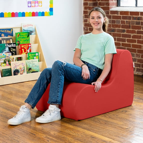 Jaxx Midtown Medium Classroom Soft Foam Chair - Premium Vinyl Cover - Red