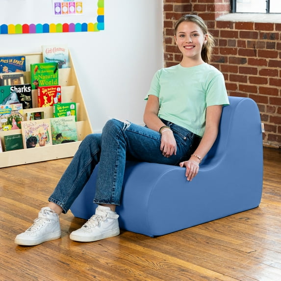Jaxx Midtown Medium Classroom Soft Foam Chair - Premium Vinyl Cover - Royal Blue