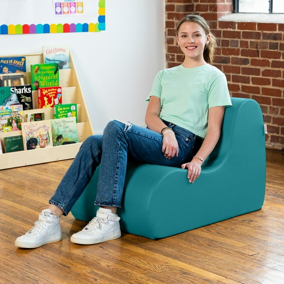Jaxx Midtown Medium Classroom Soft Foam Chair - Premium Vinyl Cover - Turquoise