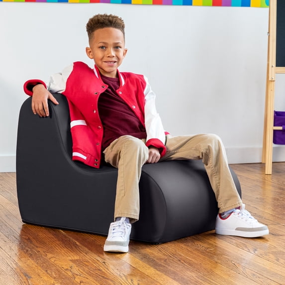 Jaxx Midtown Small Classroom Soft Foam Chair - Premium Vinyl Cover, Black