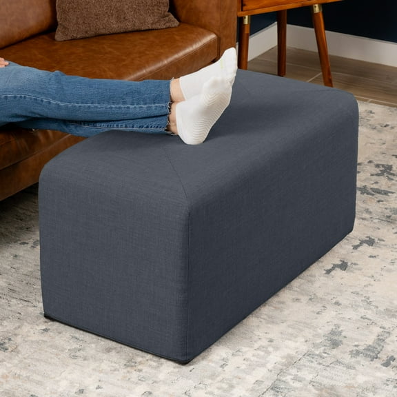 Jaxx Monroe Large Rectangular Foam Ottoman / Coffee Table, (36 x 18), Blue Denim
