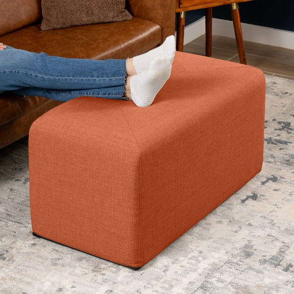 Jaxx Monroe Large Rectangular Foam Ottoman / Coffee Table, (36 x 18), Canyon Orange