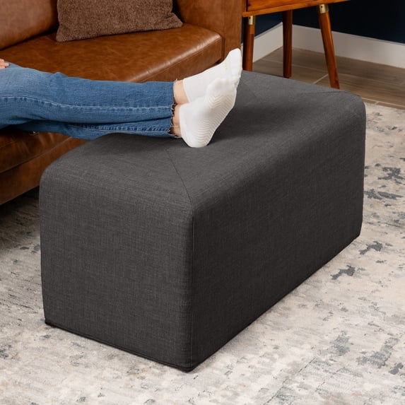 Jaxx Monroe Large Rectangular Foam Ottoman / Coffee Table, (36 x 18), Ebony
