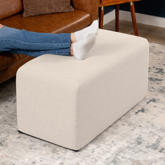 Jaxx Monroe Large Rectangular Foam Ottoman / Coffee Table, (36 x 18), Mist Light Grey