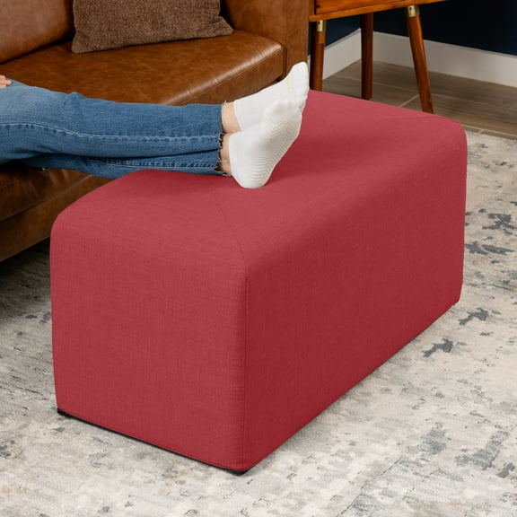 Jaxx Monroe Large Rectangular Foam Ottoman / Coffee Table, (36 x 18), Poppy Red