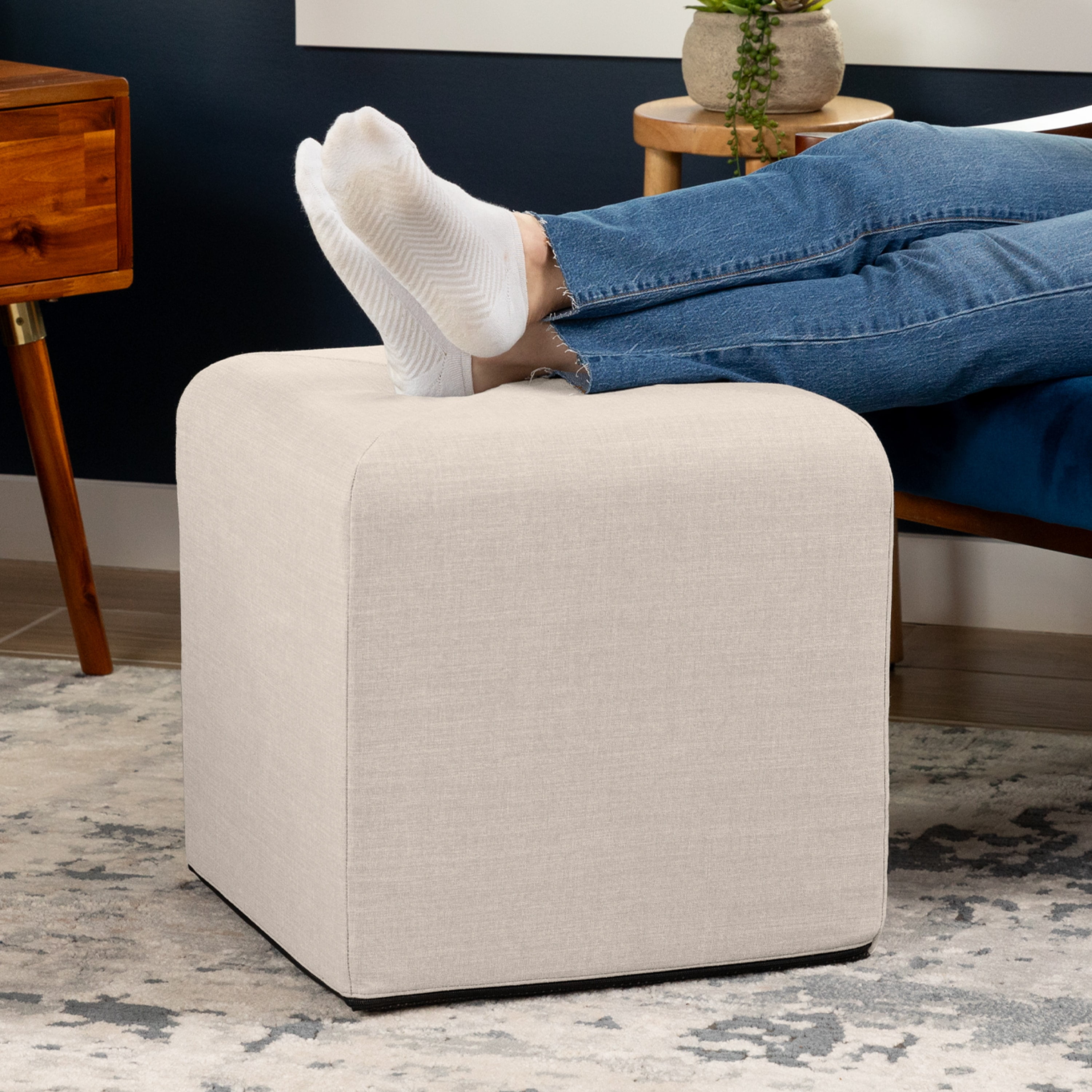 Jaxx Monroe Square Foam Ottoman with Stain Resistant Performance