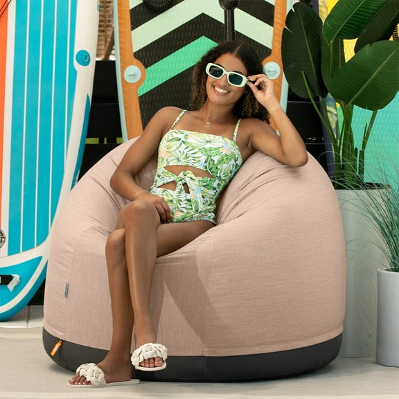 Jaxx Palmetto Large Round Outdoor Bean Bag Club Chair - Sunbrella Petal