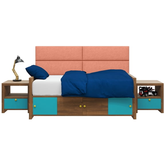 Jaxx Panelist Modern Padded Headboard - Set of 4 Fun Color Panels for Kids - Twin/King, Sorbet Pink Soft Suede