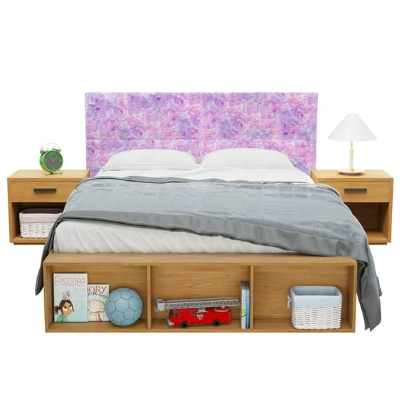 Jaxx Panelist Modern Padded Headboard - Set of 4 Textured Fun Faux Fur Panels - Full/Queen, Unicorn Pink