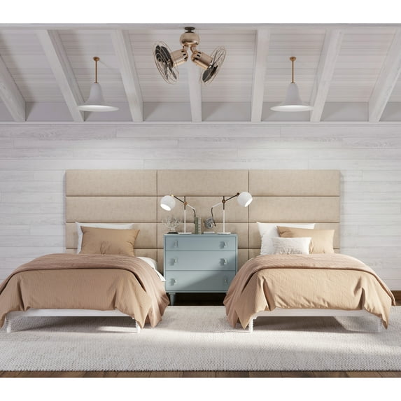 Jaxx Panelist Modern Padded Headboard – Set of 4 Wall Mounted Panels - Queen, Dune Beige Microvelvet