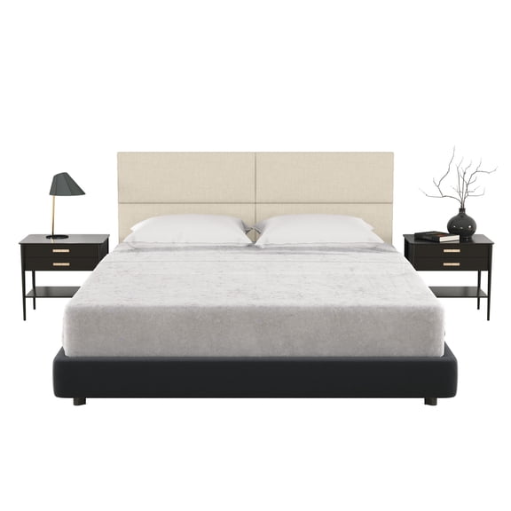 Jaxx Panelist Modern Padded Headboard – Set of 4 Wall Mounted Panels - Queen, Dune Beige Microvelvet