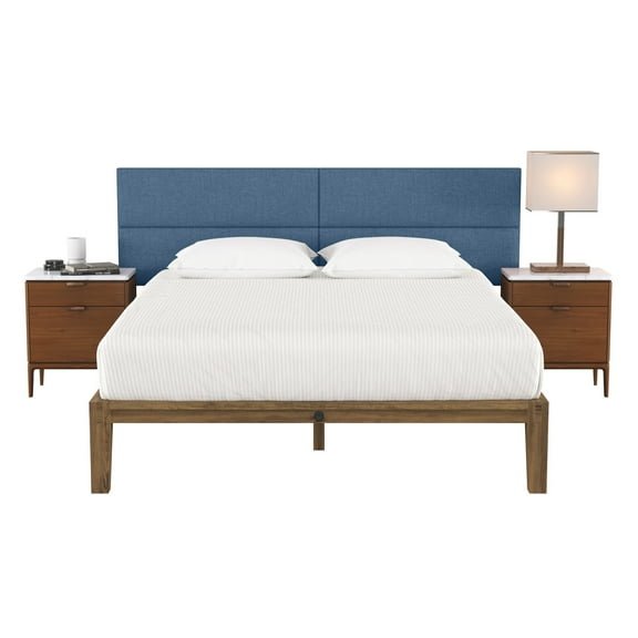 Jaxx  Panelist Modern Padded Headboard - Set of 4 Wall Mounted Panels Petrol Blue 11" x 38" (King) - 4 Pack