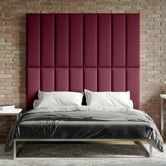 Jaxx Panelist Modern Padded Headboard – Set of 4 Wall Mounted Panels - King, Vino Red Microvelvet