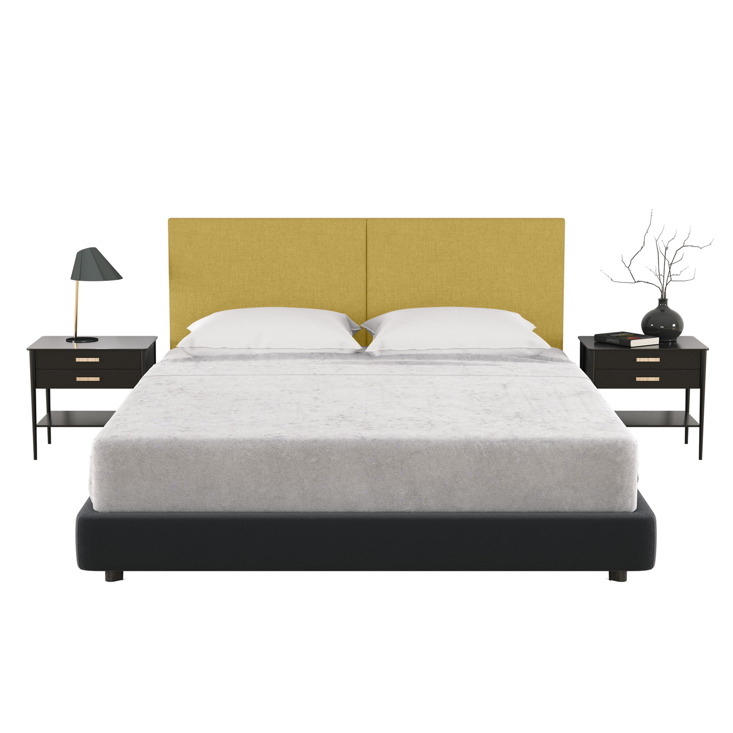 Amber Gold Microvelvet Upholstered Full Headboard Panels