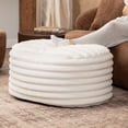 thumbnail image 1 of Jaxx Paran Pouf Ottoman, Large, Faux Fur, Modern Accent, Ivory, 1 of 6