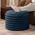 thumbnail image 1 of Jaxx Paran Pouf Ottoman, Small, Faux Fur, Modern Accent, Midnight Blue, 1 of 6