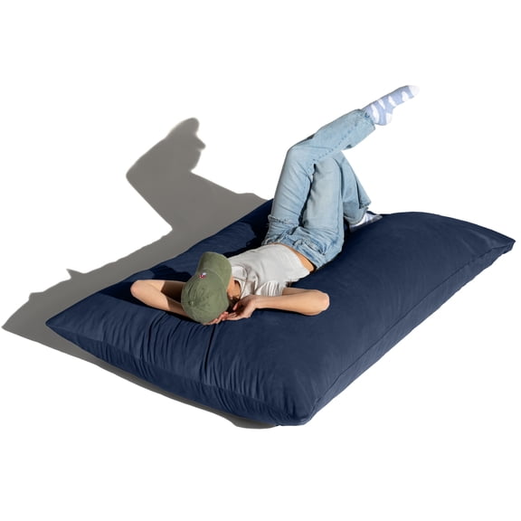Jaxx Pillow Saxx 5.5-Foot Décor Bean Bag Giant Floor Pillow Lounge, Lush Velvet Navy Blue