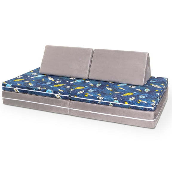 Jaxx Playscape - Imaginative Modular Furniture Playset/Sofa - Fun Kids Patterns, Space / Platinum