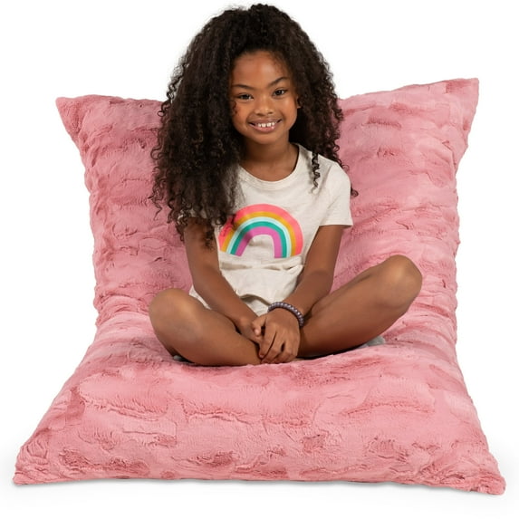 Jaxx Saxx 3.5 Foot Giant Decor Floor Pillow For Kids, Faux-Fur Rose Quartz