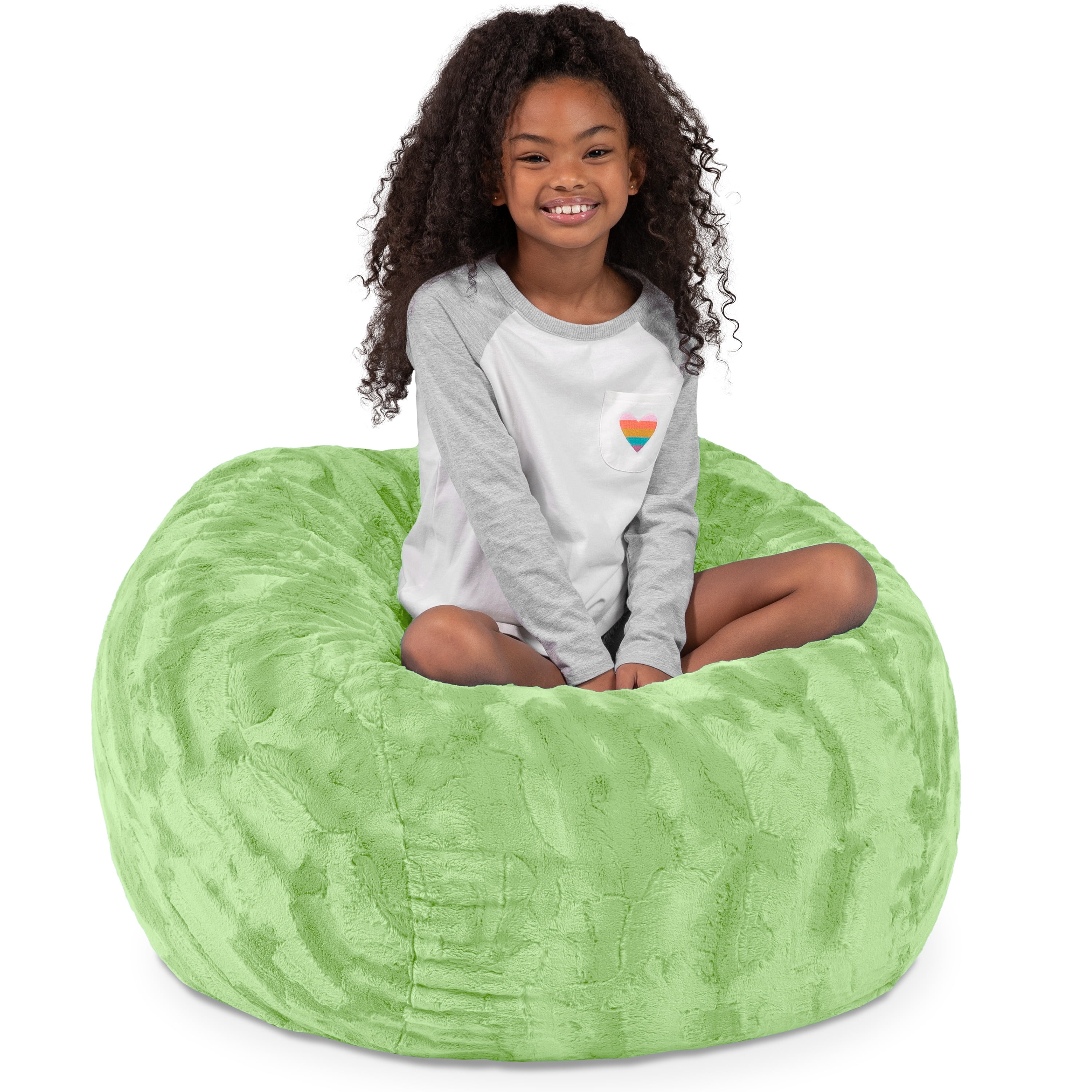 Jaxx Saxx 3 Foot Bean Bag Chair For Kids - Faux Fur - Fun Colors Lime Green Jaxx Saxx 3 Foot Bean Bag Chair For Kids - Faux Fur - Fun Colors Lime Green