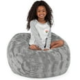 thumbnail image 1 of Jaxx Saxx 3 Foot Bean Bag Chair For Kids - Faux Fur - Fun Colors Silver, 1 of 5