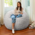 thumbnail image 1 of Jaxx Saxx 4ft - Large Round Bean Bag for Adults - Made in the USA - Luxuriously Soft Plush Faux Fur, Grey, 1 of 1