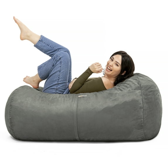 Jaxx Sofa Saxx 4-foot Bean Bag Lounger, Charcoal Microsuede