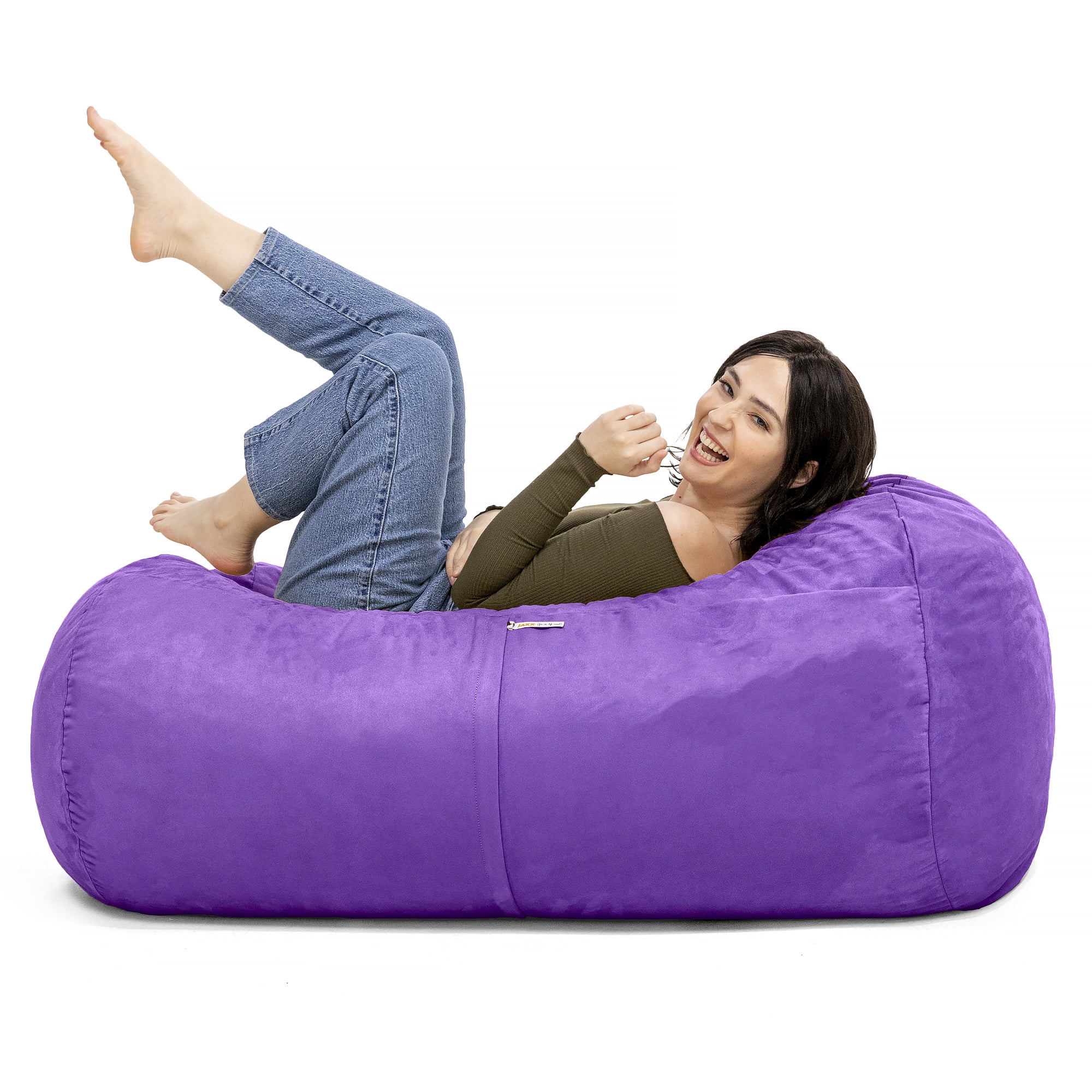 Jaxx 4-Foot Purple Microsuede Bean Bag Lounger with Removable Cover
