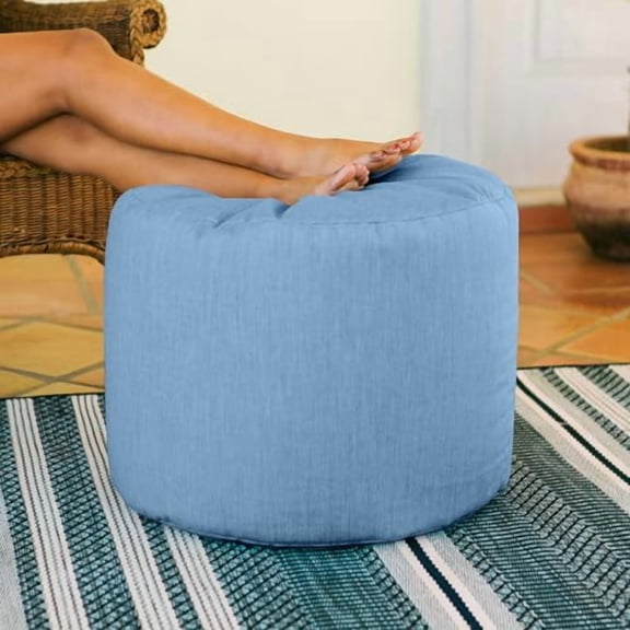 Jaxx Spring Indoor/Outdoor Bean Bag Pouf Ottoman, Sunbrella Ocean