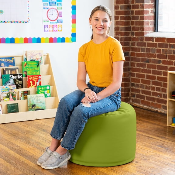 Jaxx Spring Modular Pouf Classroom Bean Bag Seat, Premium Vinyl - Green