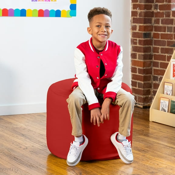 Jaxx Spring Modular Pouf Classroom Bean Bag Seat, Premium Vinyl - Red
