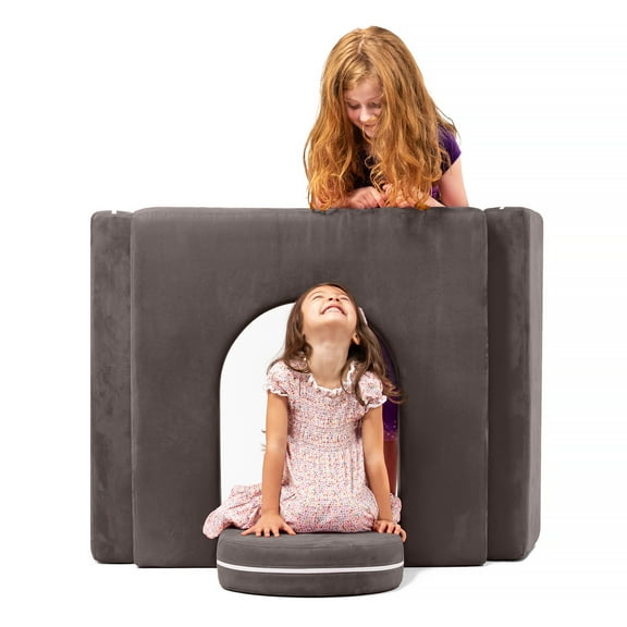 Jaxx Zipline Playscape Castle Gate - Playtime Furniture for Imaginative Kids, Charcoal