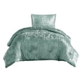 thumbnail image 1 of Jay 2 Piece Twin Comforter Set, Polyester Velvet Deluxe Texture, Green- Saltoro Sherpi, 1 of 5