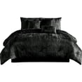 thumbnail image 1 of Jay 7 Piece King Comforter Set, Polyester Velvet, Deluxe Texture Black- Saltoro Sherpi, 1 of 5