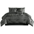 thumbnail image 1 of Jay 7 Piece King Comforter Set, Polyester Velvet, Deluxe Texture, Gray- Saltoro Sherpi, 1 of 5