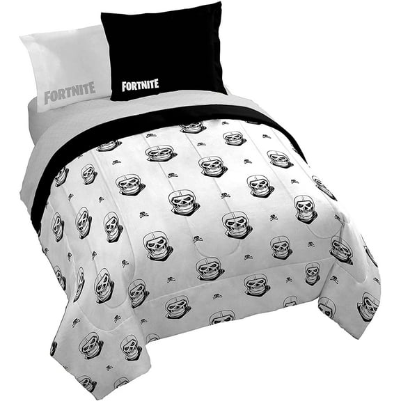 Jay Franco 7-Pieces Black White Fortnite Trooper Comforter Bedding Sets, Queen
