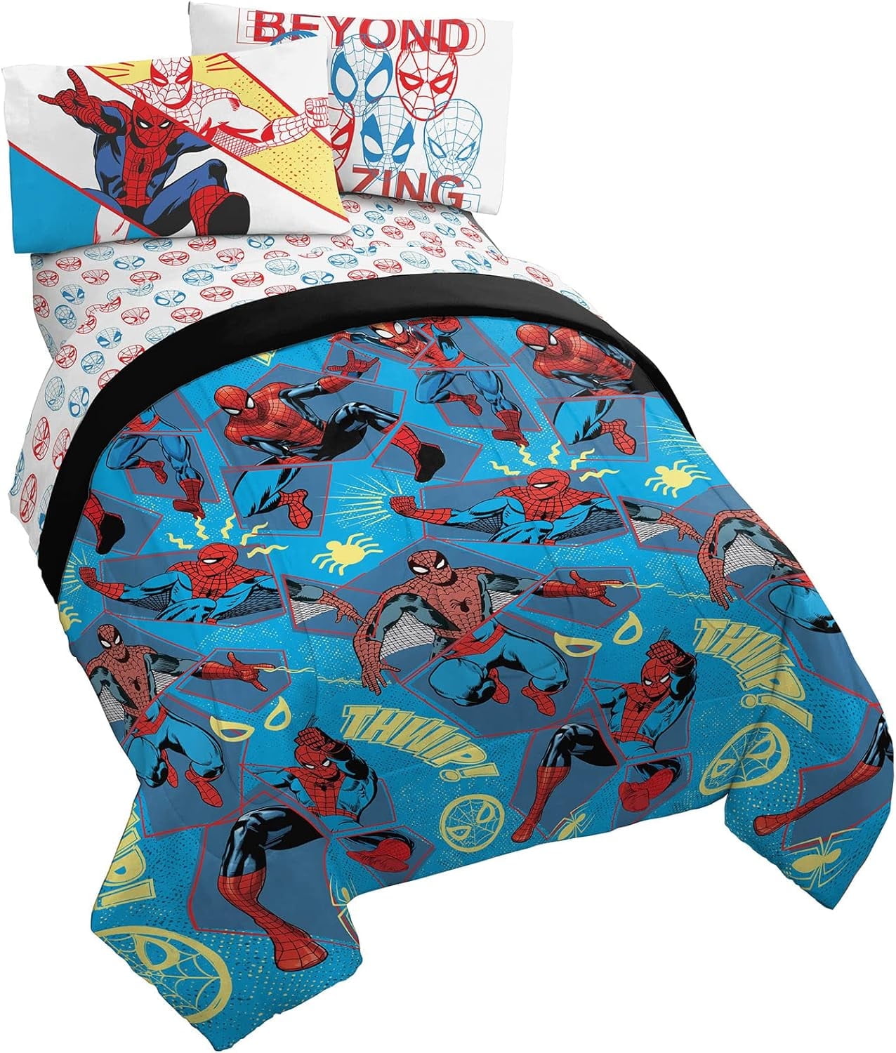 Spiderman Beyond Amazing 5 Piece Full Size Kids Comforter Set - Superhero bedding