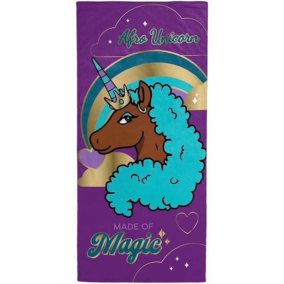 Jay Franco Afro Unicorn Kids Bath Pool Beach Towel