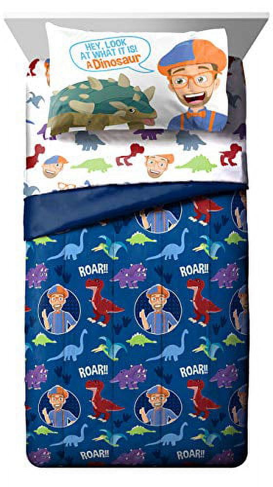 Jay Franco Blippi Dino Fun 5 Piece Full Bed Set Includes Comforter & Sheet Set Bedding Super