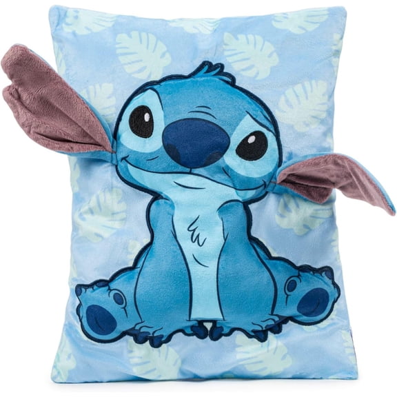 Disney Lilo and Stitch Snuggle Pillow Blue Stitch Pattern Velboa Polyester Decorative Pillow
