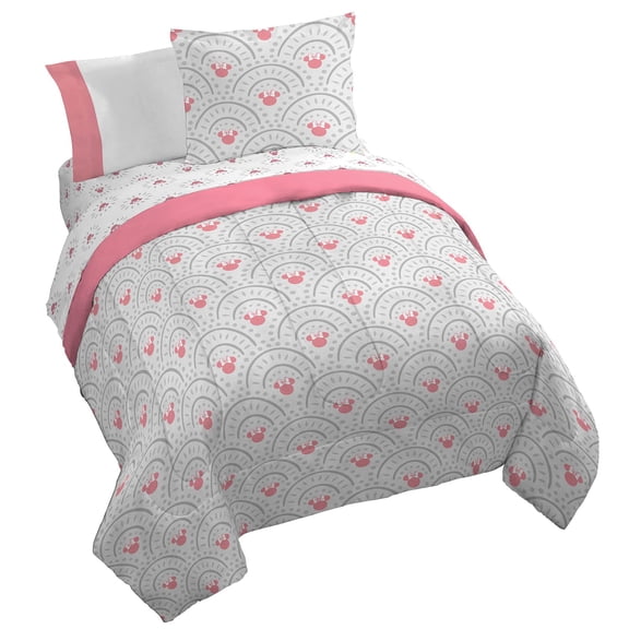 Jay Franco Disney Minnie Mouse Queen Comforter Set - 7 Piece Bedding Includes Sheet Set & Pillow Covers - Super Soft Cozy Pink Mandala Bedding